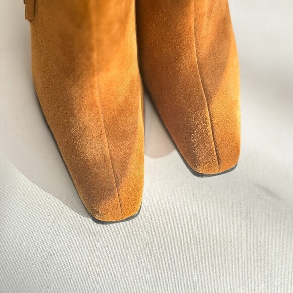 Vintage Predications Leather Collection Brown Suede Fringe Pointy Toe Boots 7.5 - Picture 8 of 10